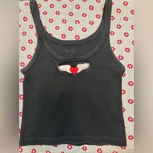 Brandy Melville Embroidered Cropped Tank Top